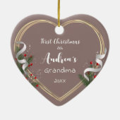 Nieuwe Oma 1e Kerst Goud Lijst Foto Keramisch Ornament (Achterkant)