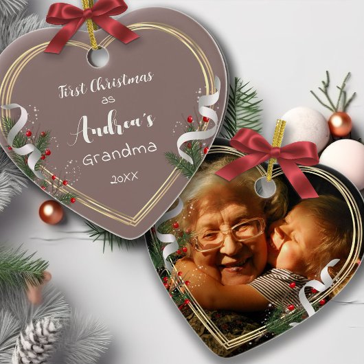 Nieuwe Oma 1e Kerst Goud Lijst Foto Keramisch Ornament