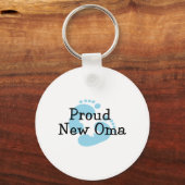 Nieuwe Oma Baby Boy-voetafdrukken maken Sleutelhanger (Voorkant)