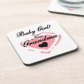 Nieuwe oma Baby Girl Pink Heart Gifts Bier Onderzetter (Linkerzijde)