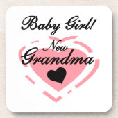 Nieuwe oma Baby Girl Pink Heart Gifts Bier Onderzetter (Voorkant)