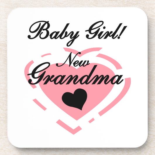 Nieuwe oma Baby Girl Pink Heart Gifts Bier Onderzetter (Voorkant)