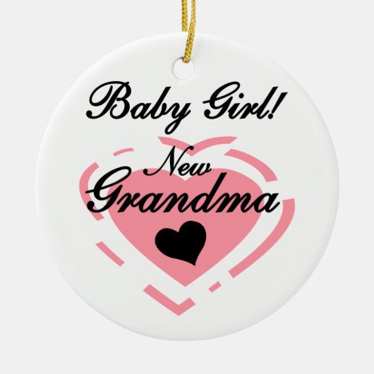 Nieuwe oma Baby Girl Pink Heart Gifts Keramisch Ornament (Voorkant)
