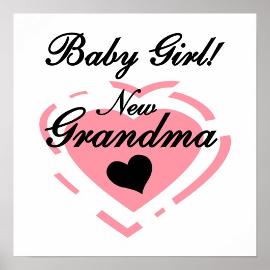 Nieuwe oma Baby Girl Pink Heart Gifts Poster (Voorkant)