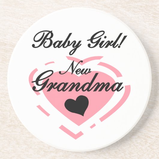 Nieuwe oma Baby Girl Pink Heart Gifts Zandsteen Onderzetter (Voorkant)