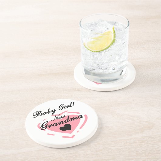 Nieuwe oma Baby Girl Pink Heart Gifts Zandsteen Onderzetter (Zijkant)