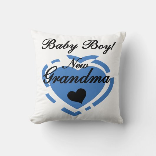 Nieuwe Oma Baby Jongen Blauw Hart Gifts Kussen (Voorkant)