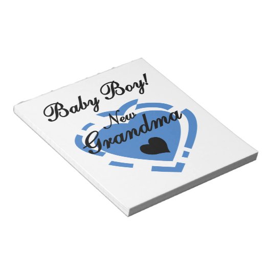 Nieuwe Oma Baby Jongen Blauw Hart Gifts Notitieblok (Schuin)