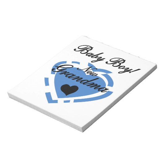 Nieuwe Oma Baby Jongen Blauw Hart Gifts Notitieblok (Linkerzijde)