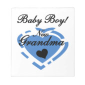 Nieuwe Oma Baby Jongen Blauw Hart Gifts Notitieblok (Voorkant)