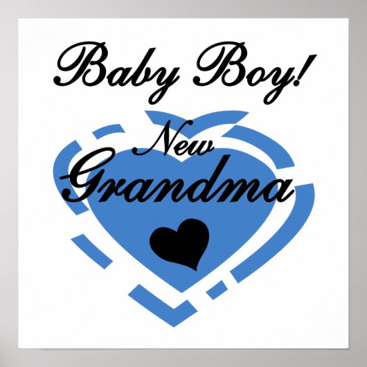 Nieuwe Oma Baby Jongen Blauw Hart Gifts Poster (Voorkant)