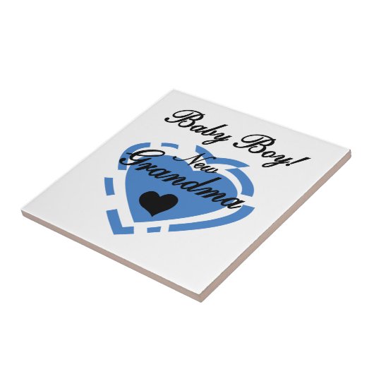 Nieuwe Oma Baby Jongen Blauw Hart Gifts Tegeltje (Zijkant)