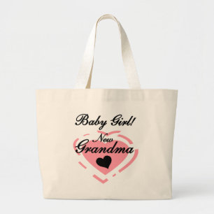 Nieuwe Oma Baby Meisje Tshirts en Geschenken Grote Tote Bag