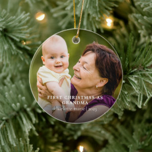 Nieuwe Oma Babys Eerste Kerstmis Foto Keramisch Ornament
