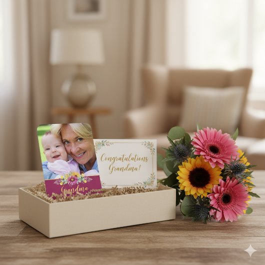 Nieuwe Oma  Bloemen Foto Magneet