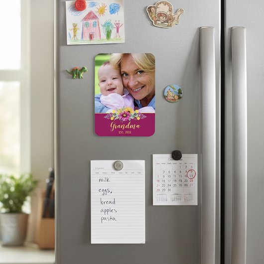 Nieuwe Oma  Bloemen Foto Magneet