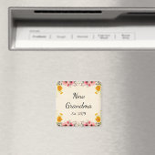 Nieuwe oma Est. 2019 Nieuwe Grootmoeder Floral Magneet (Insitu (Vaatwasser))