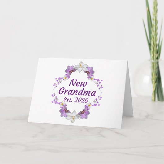 Nieuwe oma Est. 2020 Retro Bloemen Kaart (Voorkant)