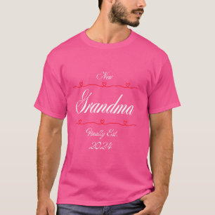 Nieuwe oma Est 2024 met rode hartjes T-shirt