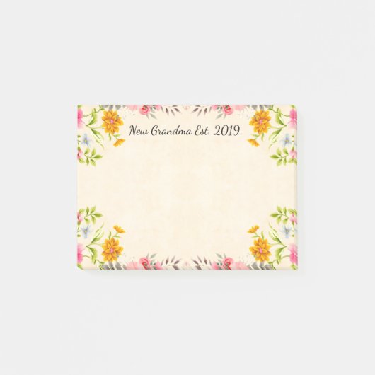 Nieuwe oma Est.  Floral 2019 Post-it® Notes (Voorkant)