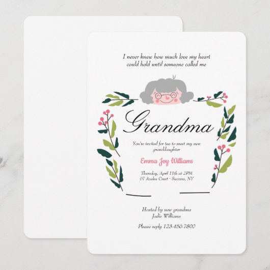 Nieuwe oma Sip en zie uitnodiging (Voorkant / Achterkant)