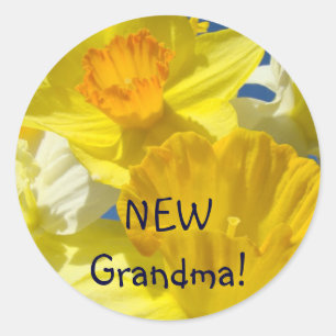 Nieuwe oma! stickers Enveloppe zegels Narcissen