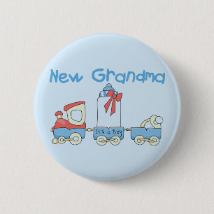 Nieuwe Oma van Boy-Train Tshirts en geschenken Ronde Button 5,7 Cm
