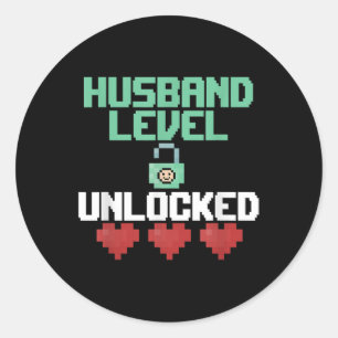 Nieuwe ontgrendeld, gewoon gehuwde gamercadeau ronde sticker