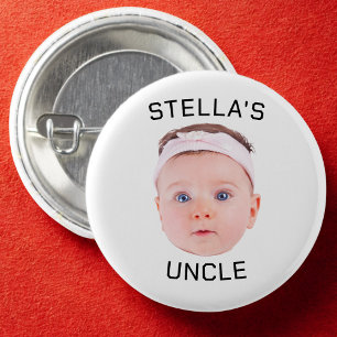Nieuwe Oom Gift, Aangepaste Baby Gezicht Foto Gift Ronde Button 3,2 Cm