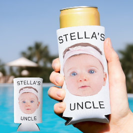 Nieuwe Oom Gift, Aangepaste Baby Gezicht Foto Gift Seltzer Blikjeskoeler