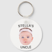 Nieuwe Oom Gift, Aangepaste Baby Gezicht Foto Gift Sleutelhanger (Achterkant)