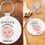 Nieuwe Oom Gift, Aangepaste Baby Gezicht Foto Gift Sleutelhanger<br><div class="desc">Nieuw Uncle Gift, Custom Baby Face Photo Gift, Vervang het gezicht met je favoriete foto (zorg ervoor dat je zoveel mogelijk op het gezicht bijsnijdt en gebruik een app om de achtergrond te verwijderen) en personaliseer deze grappige mok met je kind, man of vriend erop! Ook een leuke en unieke...</div>
