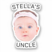 Nieuwe Oom Gift, Aangepaste Baby Gezicht Foto Gift Sticker (Voorkant)