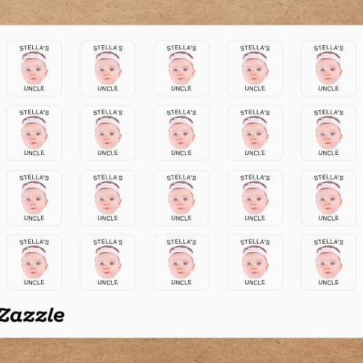 Nieuwe Oom Gift, Aangepaste Baby Gezicht Foto Gift Vierkante Sticker