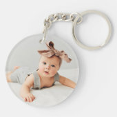 Nieuwe opa - Naam kind Eenvoudig hart en foto Sleutelhanger (Achterkant)