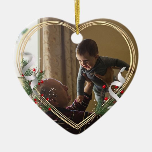Nieuwe Opa Nieuwe Baby 1e Kerstfoto Keramisch Ornament (Voorkant)