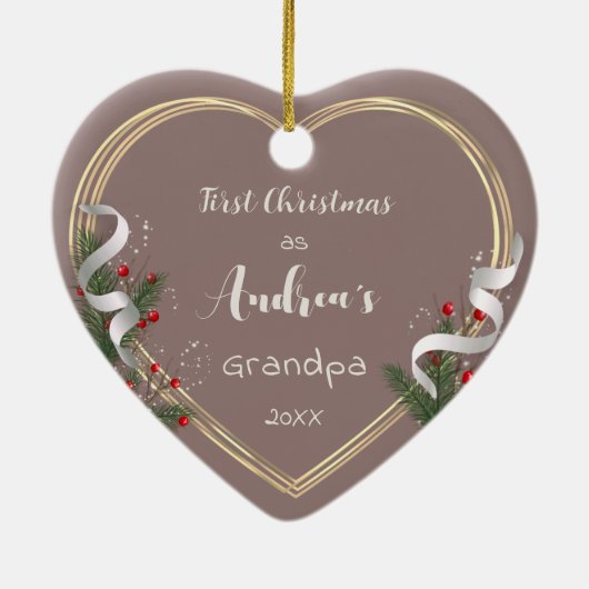 Nieuwe Opa Nieuwe Baby 1e Kerstfoto Keramisch Ornament (Achterkant)