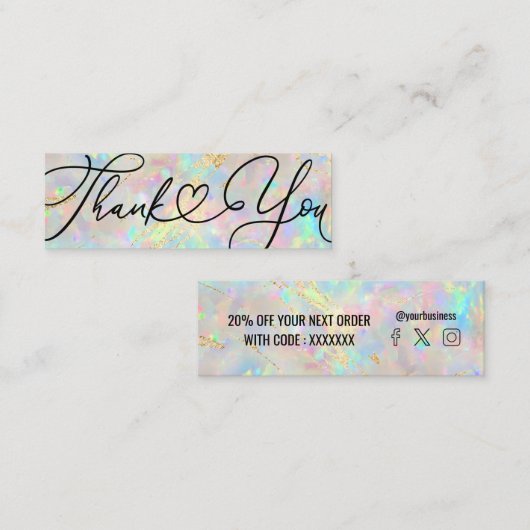nieuwe opaal edelsteen Dank u Mini Visitekaartje (Voorkant / Achterkant)