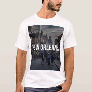 Nieuwe Orlean Straat Scène Kunstprint Levendige T-shirt