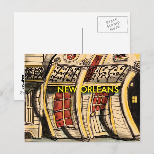 NIEUWE ORLEANEN BRIEFKAART (Voorkant / Achterkant)