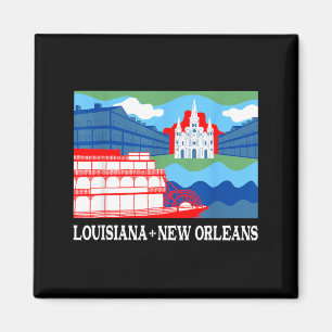 Nieuwe Orleanen Stadssilhouet Stoomschip Louisiana Magneet