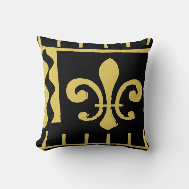 nieuwe Orleans fleur De Lis, Black and Gold Kussen (Voorkant)