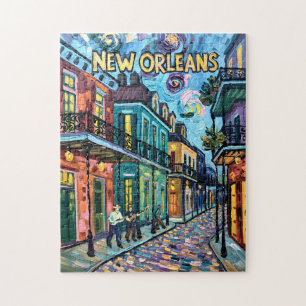Nieuwe Orléans Franse Wijk Van Gogh Stijl Reizen Legpuzzel