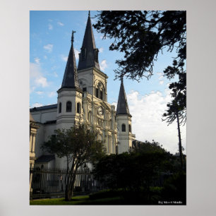 Nieuwe orleans kathedraal, 3D-stijl Poster