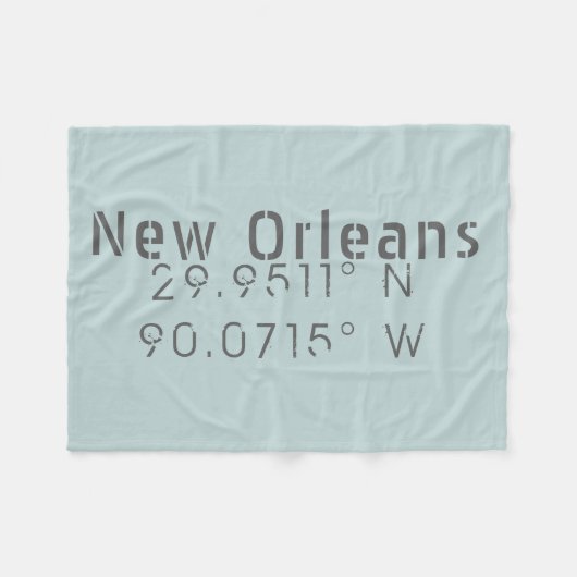 Nieuwe orleans Latitude en lengte Fleece Deken (Voorkant (Horizontaal))