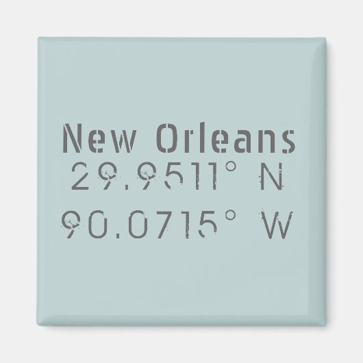 Nieuwe orleans Latitude en lengte Magneet (Voorkant)