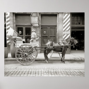 Nieuwe Orléans Melkkar, 1910. Oude foto Poster