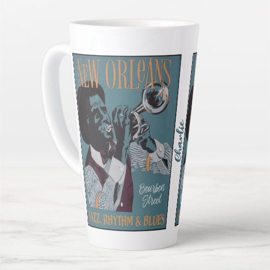 Nieuwe Orleans Music-aangepaste naam Latte Mok (Linkerhoek)