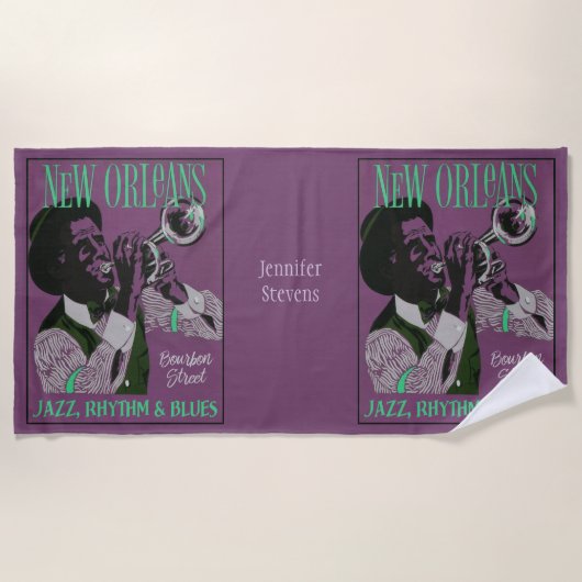 Nieuwe Orleans Music-aangepaste naam Strandlaken (Voorkant)