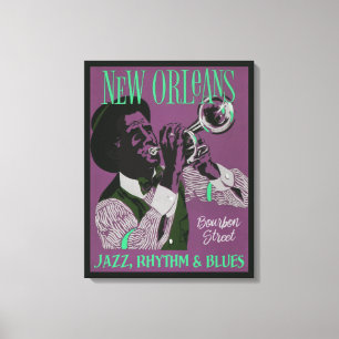 Nieuwe Orleans muziekcanvasafdruk Canvas Afdruk